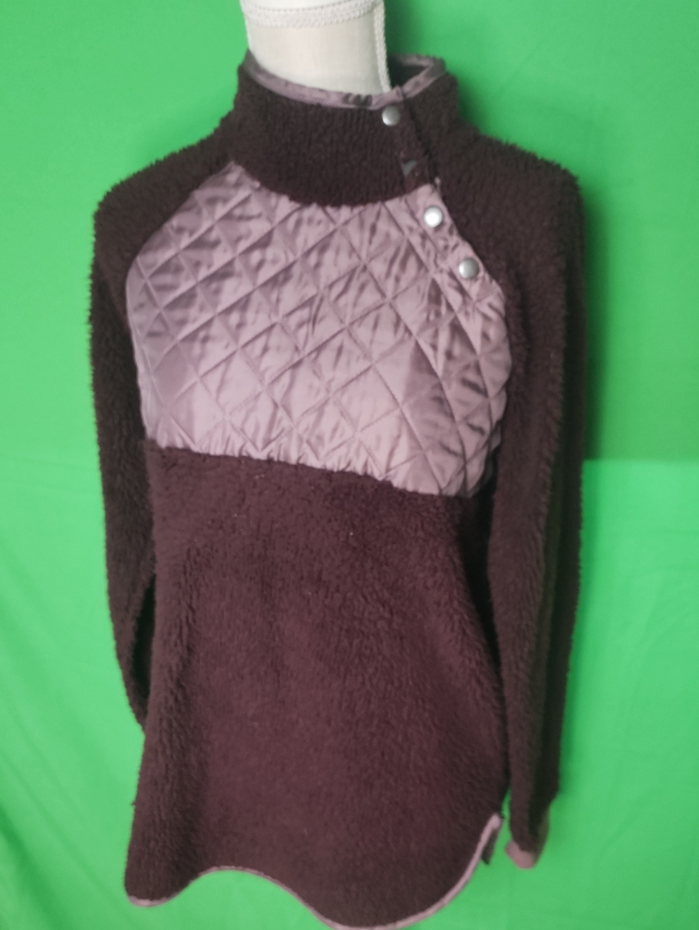 Sound Style by Beau Dawson Plum Sherpa Quilted Snap Pullover M